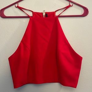 Red crop top with zipper